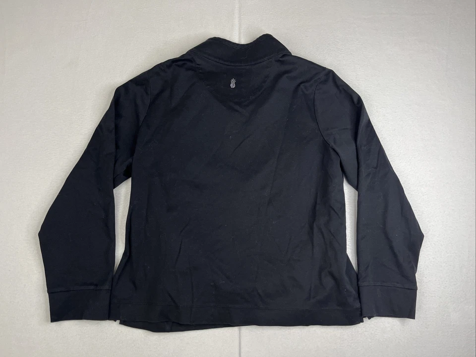 Chaqueta para mujer Tommy Bahama media cremallera talla grande acento piña negra brillante Foto 2 de 4