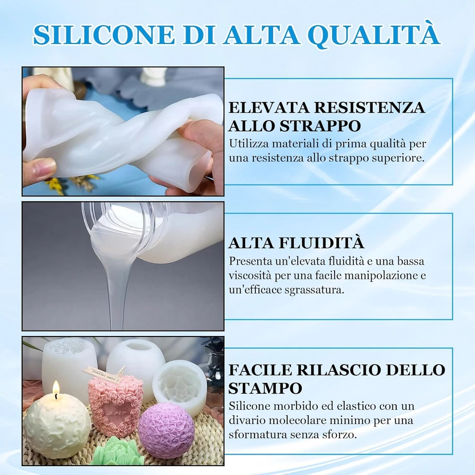 15A 1,25Kg Gomma Siliconica per Stampi - Kit per La Realizzazione in Silicone No - Immagine 3 di 4