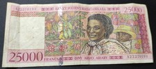 Madagascar 25,000 Francs Banknote 1998 Pick-82