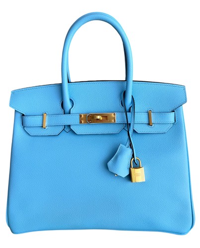 Hermes Birkin 30 Blue Celeste Epsom Leather Gold Hardware RARE
