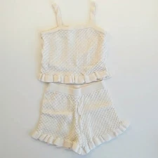 Rylee + Cru Ivory Crochet Tank Set Girls Size 10-12 Years Summer Outfit