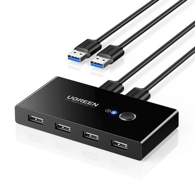 4 Ports USB 2.0 Switch für 2 PC, 2 in 4 Out USB Umschalter für Maus, Tastatur...