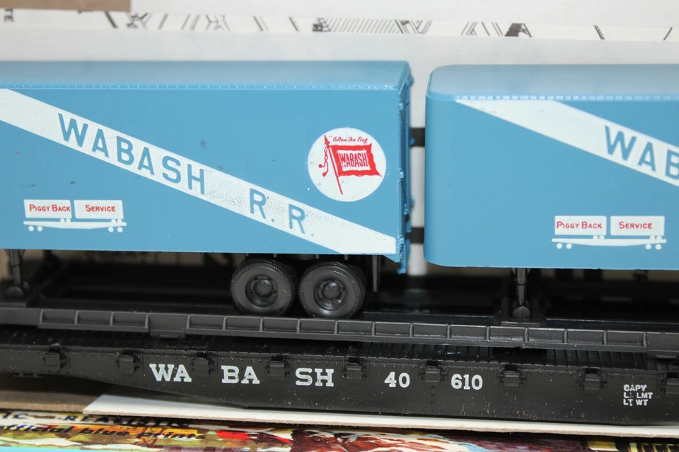 Walthers HO Scale Wabash 50' Flat Car & Piggyback Truck Trailer Set NIB 1403 - Image 2 of 3