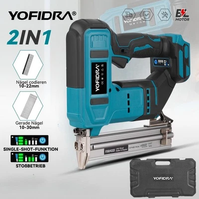 YOFIDRA Akku Tacker Nagelpistole Für Makita 18V Akku mit 3000 Nägel + 3000 Tackerklammer