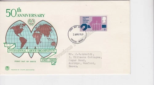 GB FDC FIRST DAY COVER STUART 1969 BRITISH ACHIEVEMENTS ANNIVERSERIES ILO LABOUR