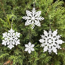 40PCS Glitter Snowflake Ornaments, Christmas Hanging Decorations for Winter Chri