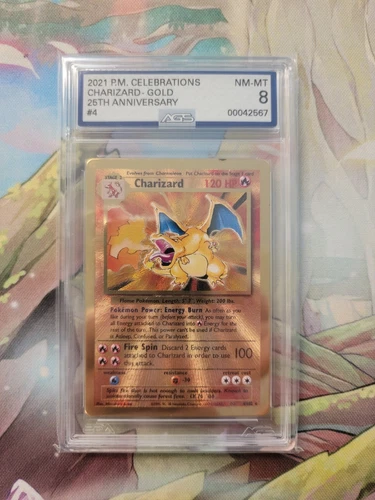 Pokemon Celebrations 25th Anniversary Gold Metal Charizard 4/102 AGS NM-MT 8