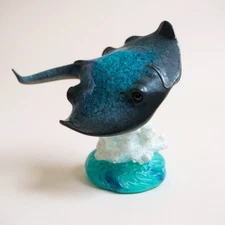 4.5'' Resin Stingray Figure With Spring Moving Nautical Decor Coral