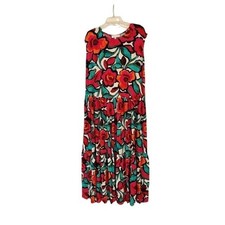 Anthropologie Corey Lynn Calter Womens Red Teal Floral Tiered Maxi Dress M EUC