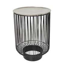 Aluminum Metal Geometric Side End Accent Table Open Frame Wire End Table with...