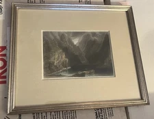 Antique 1838 Bartlett Engraving – Hand-Colored – Dramatic Mountain Landscape