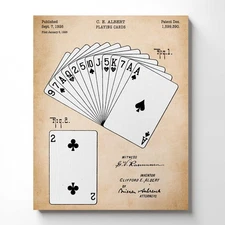 Poker Room Decor, Patent Playing Cards Canvas Prints