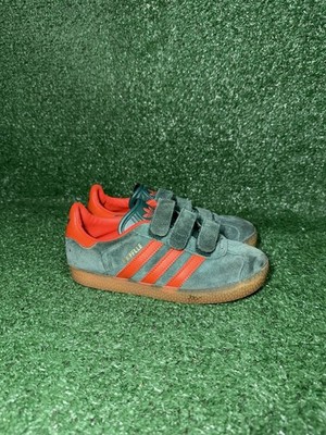 Adidas Gazelle Youth Kids Size 2Y Green Orange Casual Shoes Walking Sneakers
