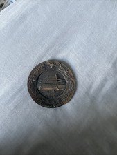 Commemorative brass or bronze plate depicting the palace museum in Beijing