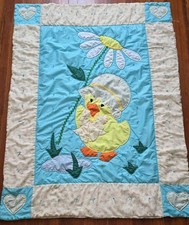 Vtg Baby Quilt Patchwork Little Daisy Duck Flower Pastel Nursery Handmade 42X56