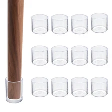 12 Pcs Chair Leg Protectors, 1 Inch Round PVC Chair Leg Caps, Clear