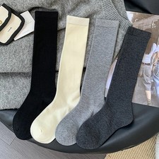 Socks For Women Long New Trend Solid Color Preppy Style Ladies Stockings Plain
