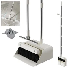 Magnetic Broom and Dustpan Set with Silicone Squeegee, 55'' Broom with Dustpa...