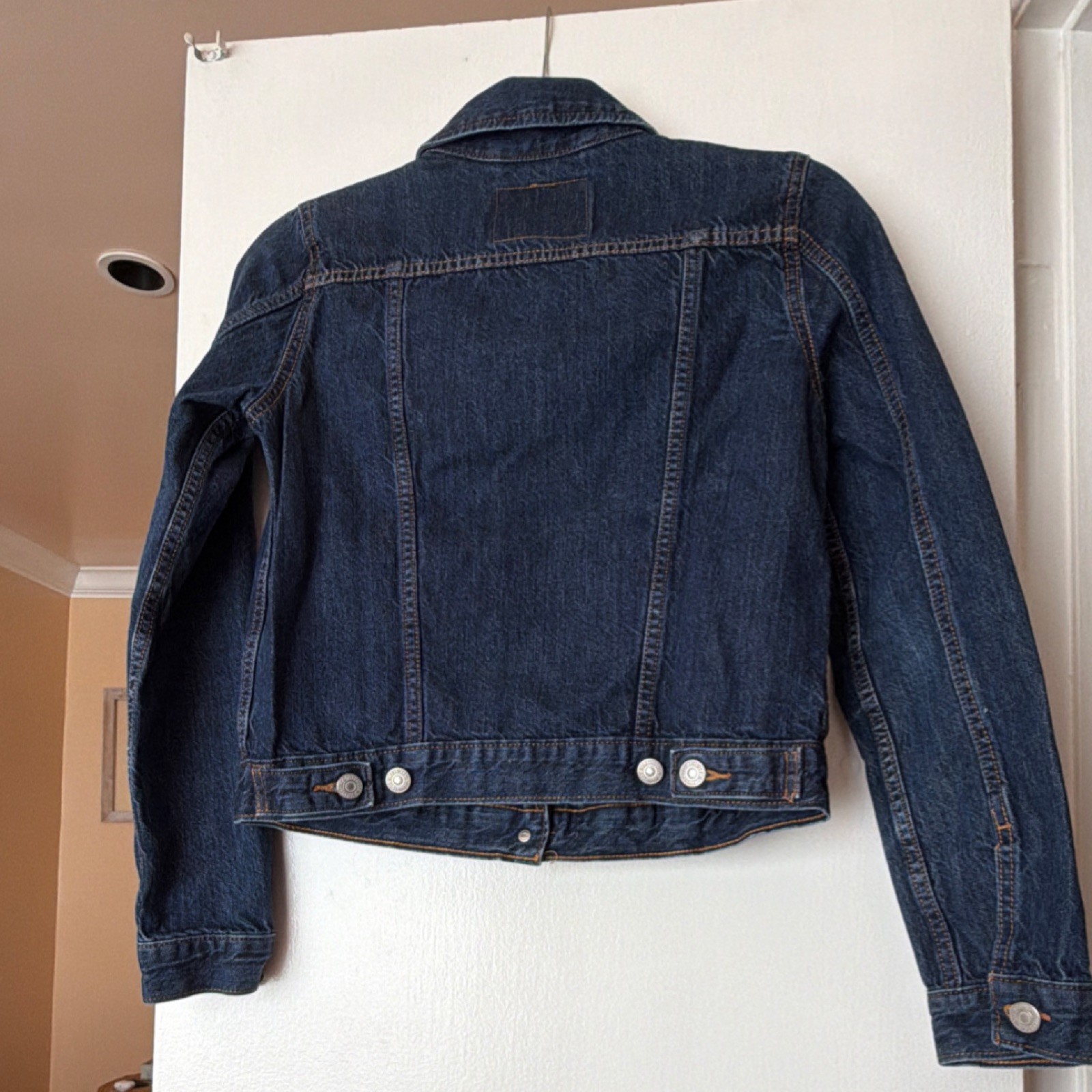 Levi's Blue Collared Button Jean Jacket Pockets S… - image 6