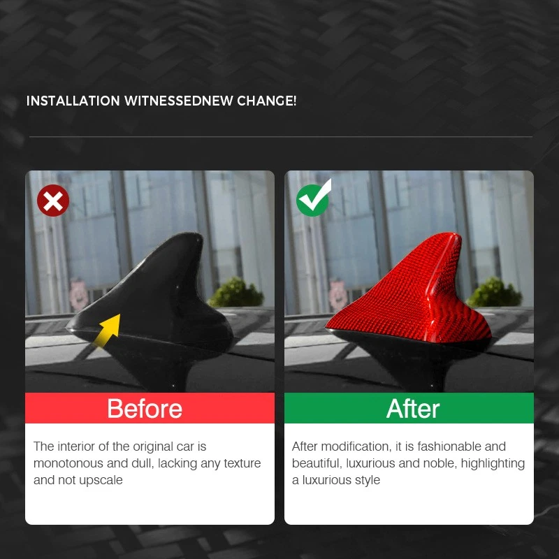 Pegatina de cubierta de antena de aleta de tiburón de techo de fibra de carbono para Chevrolet Camaro 2010-2015 Foto 3 de 4