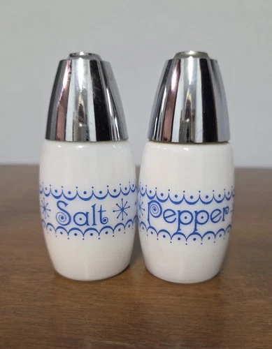 Vintage Westinghouse Gemco Salt Pepper Shakers Atomic Blue Star Snowflake 1970s
