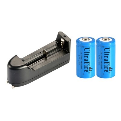 2pc 16340 3.7v Ultrafire 1800mAH Rechargeable Li-ion Battery Batteries +Charger