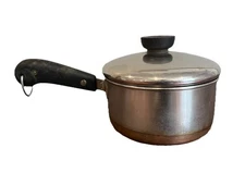 Revere Ware 1801 Sauce Pan Pot 1 Qt Quart Copper Bottom Clad Lid Vintage