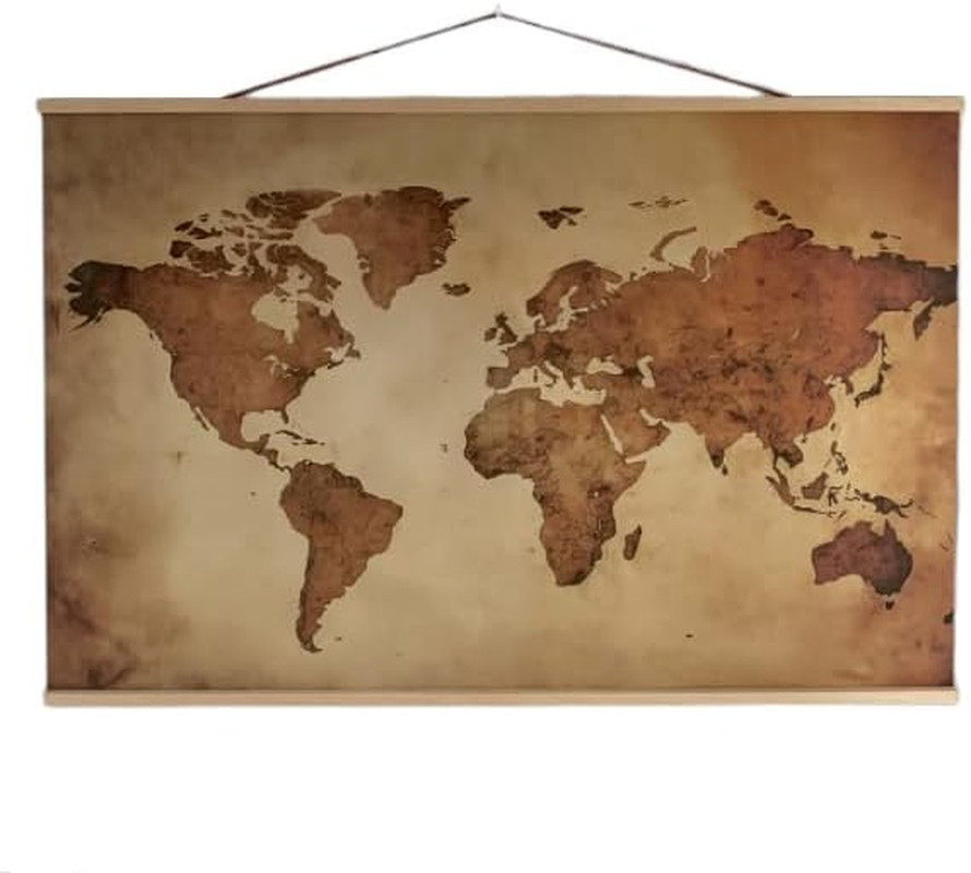 Mapa del Mundo Vintage - Impreso tela 370gr/m2 con textura/Lienzo - Mapamundi Ta