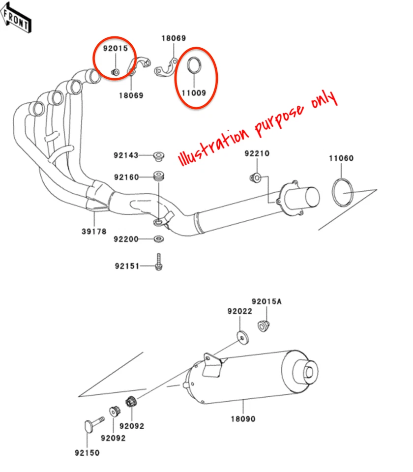 Juego de reparación de juntas de colector de escape Kawasaki (ver tabla de montaje) Foto 2 de 2