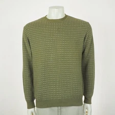 Ermenegildo Zegna Pullover Sweater Mens Medium Olive Green Cotton Nylon Blend