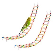 15-Step Bird Ladder Bridge,28.74 x 3.15 inch Raw Wood and 15 Ladders -2pcs