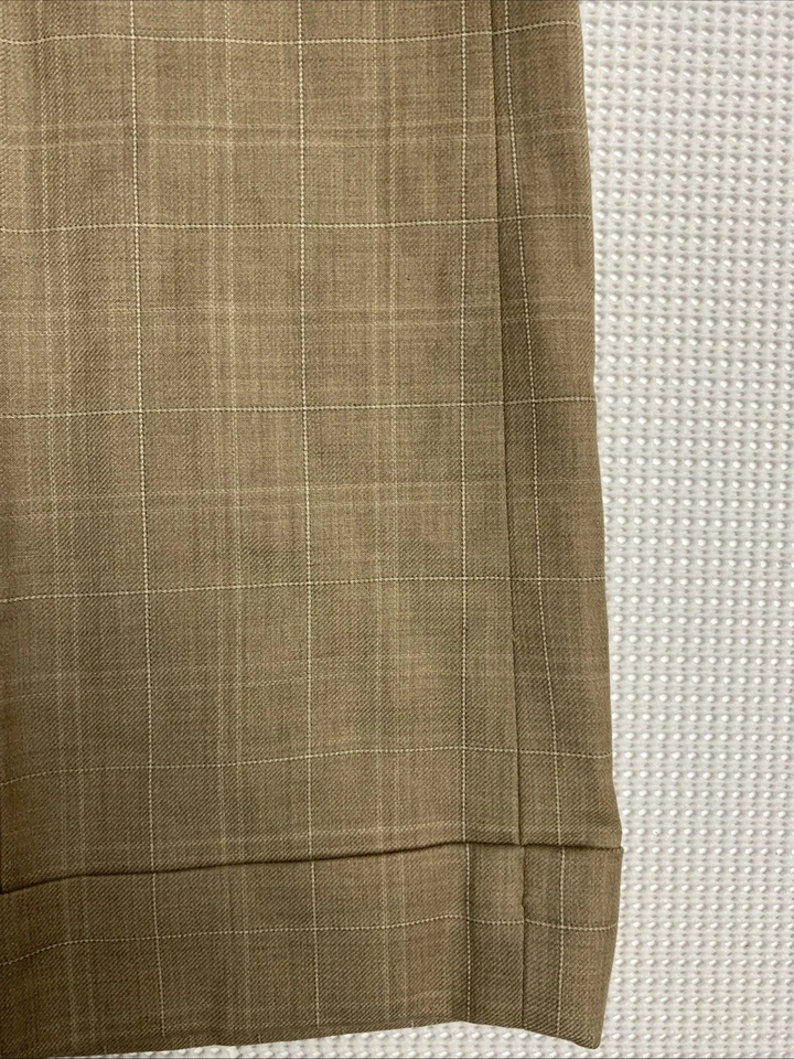 Conjunto de traje de pantalones y blazer Anne Klein para mujer talla 14 tostado 2 piezas elegante lana a cuadros Foto 3 de 4