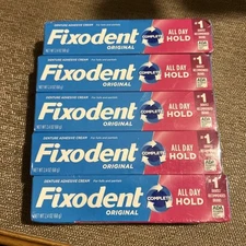 Fixodent Complete Original Denture Adhesive Cream, 2.4 oz,  5-Pack SEALED