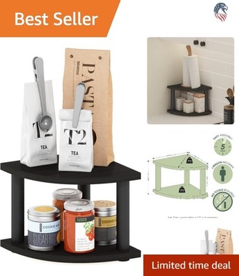 Corner Countertop Organizer Shelf 2-Tier Space Saving Triangular Kitchen Storage