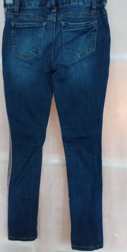 Girls' VANILLA STAR Velvet Side Stripe Skinny Blue Jeans Adjustable Waist Sz 10  - Picture 2 of 5