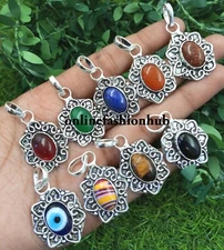 Evil Eye & Mix Gemstone 925 Sterling Silver Plated Wholesale Lot Design Pendants