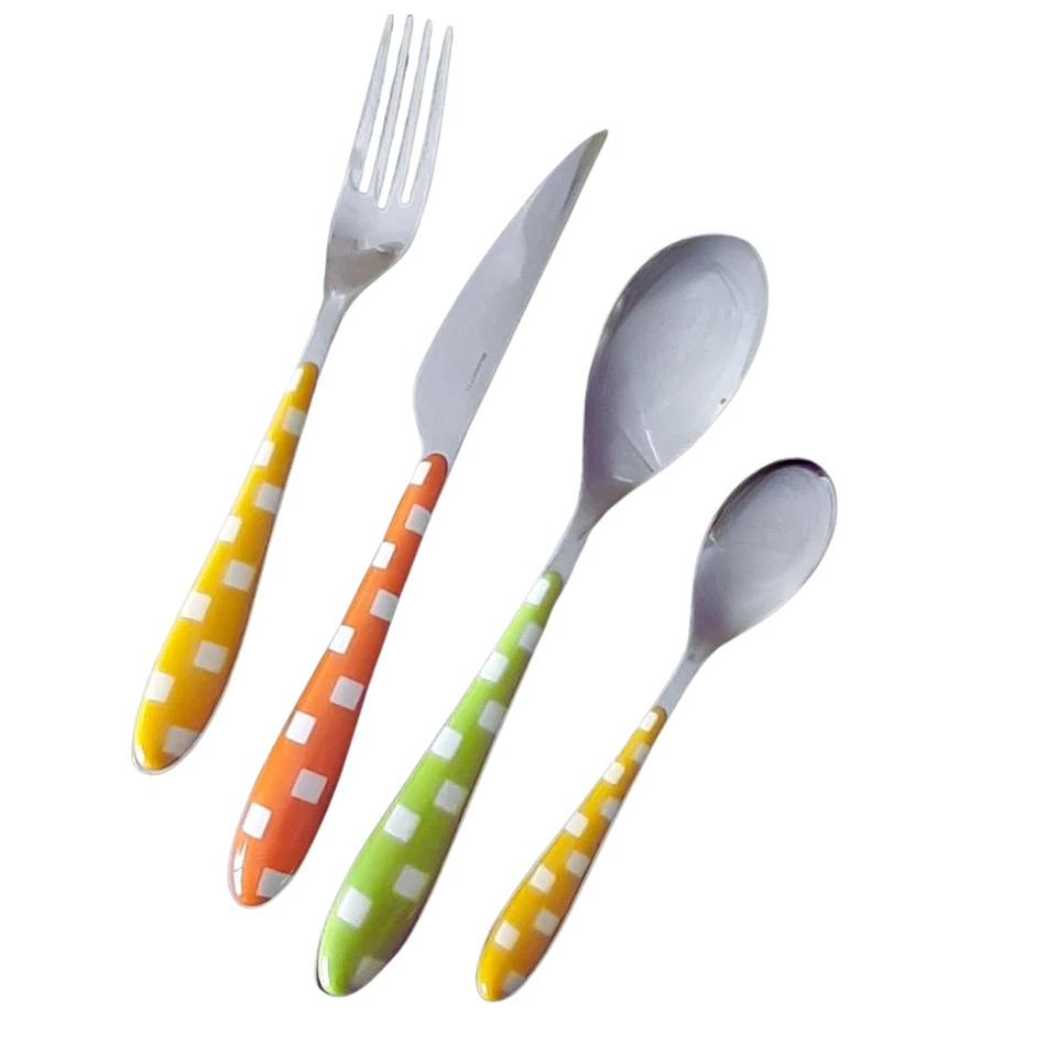 Bugatti servizio posate 24 pezzi arancio, acciaio inox 18/10, decoro righe - Imagen 3 de 4