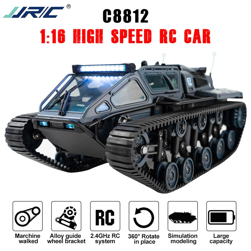 JJRC C8812 1/16 Drift Crawler Vehicle 360° Rotation Light RC Tracked Car - Image 3 of 4