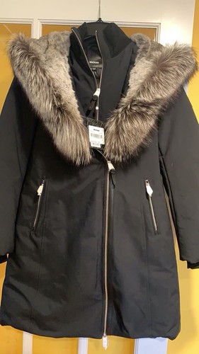 Mackage Women's Trish Hooded Fur Trim Down Coat - Black - Size Medium