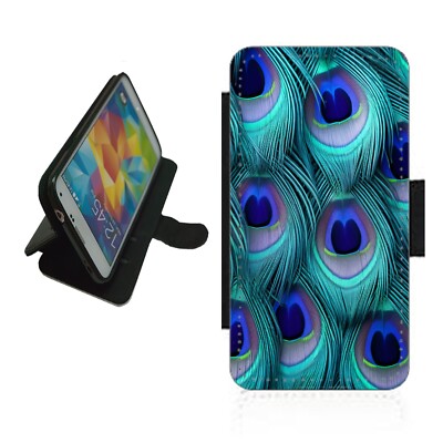 Pfauenfedern Handyhülle Wallet für iPhone Samsung Flip Cover PEA1