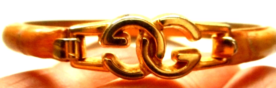 Brazalete Brazalete De Colección Gucci 24K Placa Cuero Italia 6" Foto 3 de 4