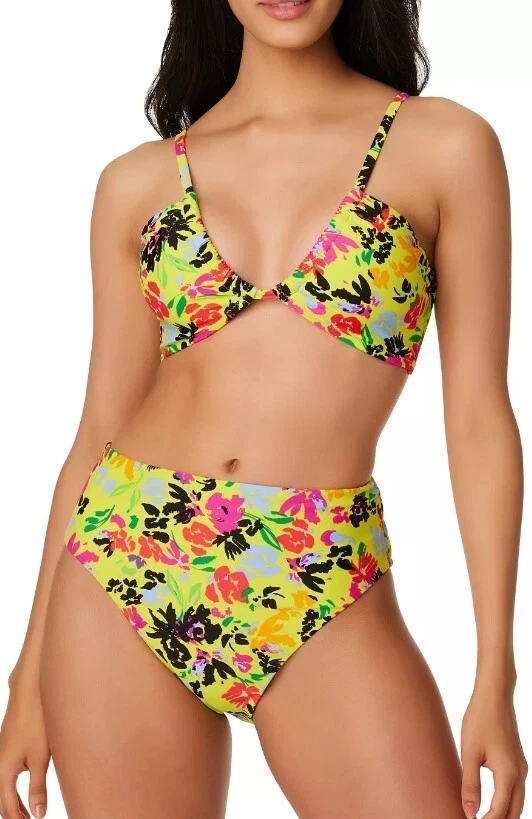 NWT Bikini 2 Piece Swimsuit Womens Medium Convert Bandeau Hi Rise Yellow Bar III - Image 4 of 4