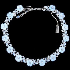 Trifari Philippe Sapphire Fruit Salad Flowers & Aurora Borealis Flower Necklace