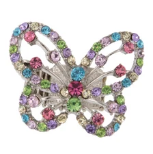 Butterfly Multicolor Stretchy Cocktail Ring Austria Rhinestone Jewelry Fashion