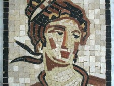 "Amphitrite" Neptune's wife Handmade roman marble mosaic Wall hanging MOSAIQUE