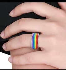 Rainbow Ring Gay Pride Womens Size 6 USA SELLER Fast Shippers 7-3