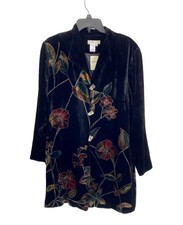 Coldwater Creek Exquisite Black Floral Velvet Duster Jacket Nwt Xl Whimsy Goth