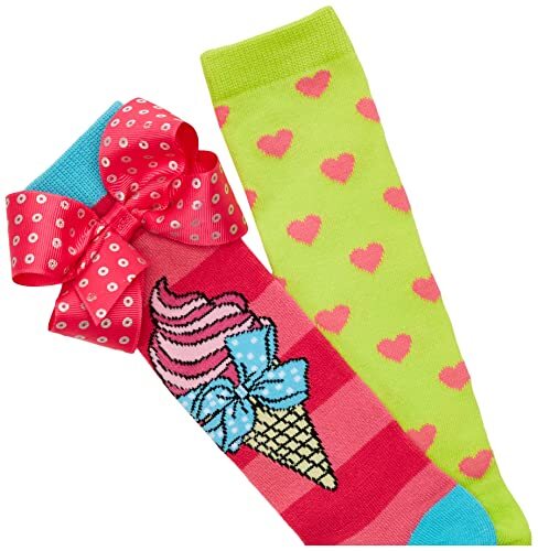 JoJo Siwa Girls' Big 2 Pack Knee High Socks 6-8.5 Pink Bow - Picture 2 of 3