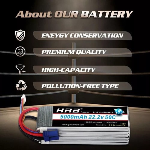 2 Piezas HRB 6S 5000mAh 22.2V LiPo Batería EC5 Para RC Coche Camión Helicóptero Avión - Imagen 3 de 5