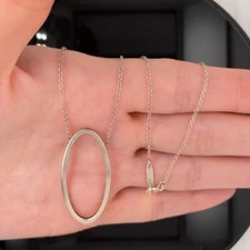 Vintage Tiffany & Co Sterling Silver Oval Pendant Necklace $350